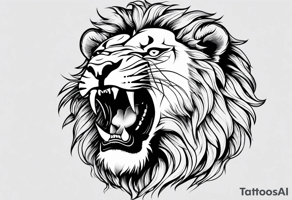 Lion head angry open the mouth tattoo idea