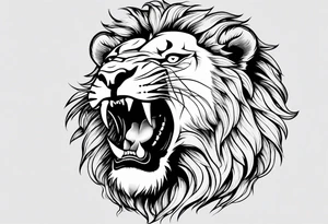 Lion head angry open the mouth tattoo idea