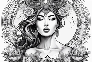 Resurrection Beautiful woman rising from her dead self to inner peace and self-love tattoo idea