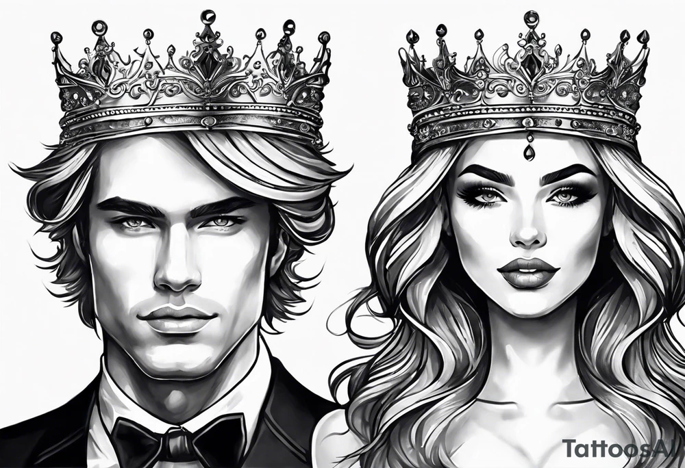 his and her crowns. Crowns only. Simplistic and detailed. fine lines tattoo idea