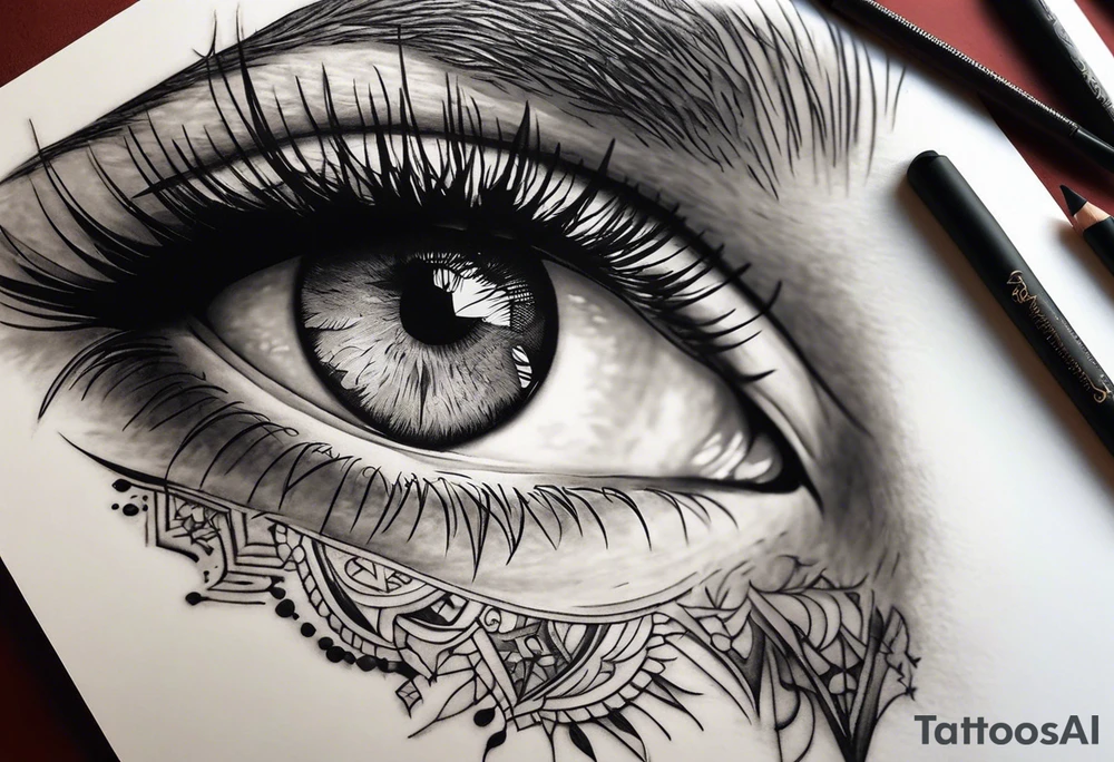 Tattoo that include women eye and panther eye tattoo idea