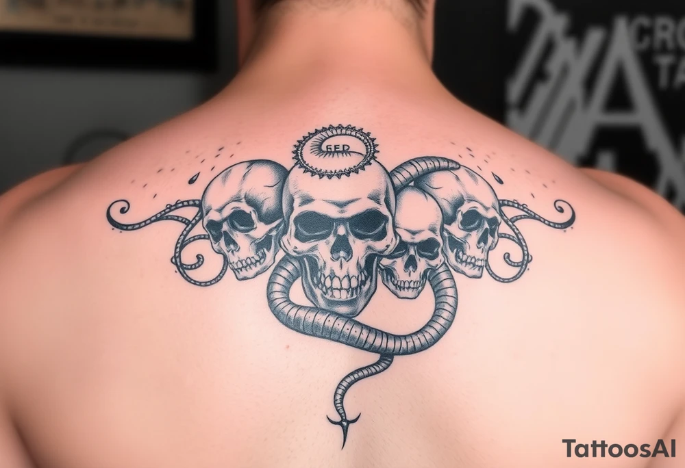 Something that goes with a casket that’s says dead inside KEEP out! Skulls maybe with snake tattoo idea