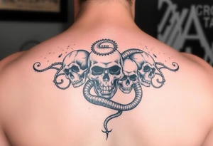 Something that goes with a casket that’s says dead inside KEEP out! Skulls maybe with snake tattoo idea