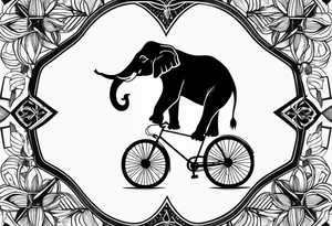 An elephant rides a bicycle tattoo idea