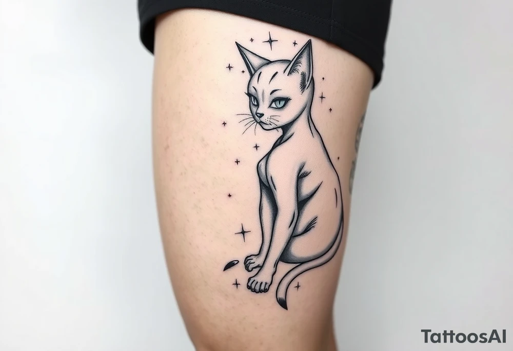 Ahego cat Anime Girl Full Nude Tattoo tattoo idea