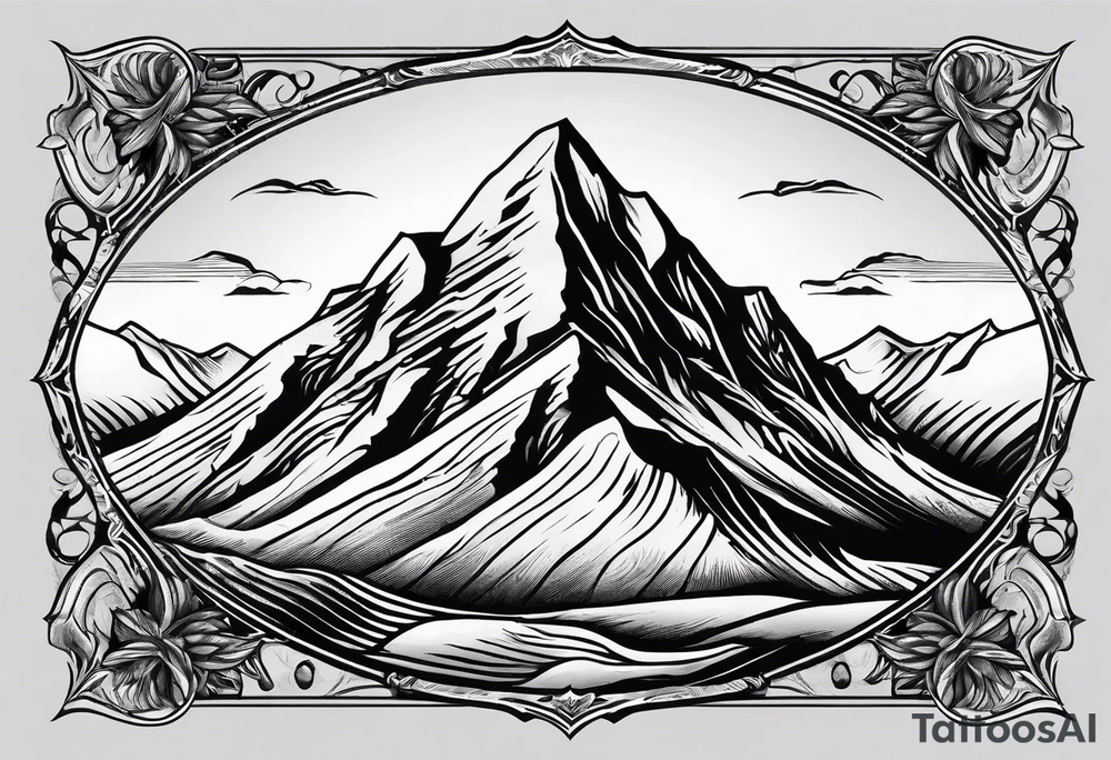 Mountain range on the blade of a chef knife. tattoo idea