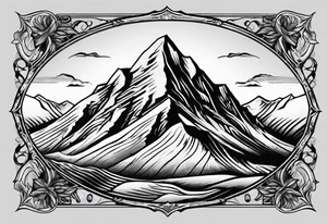 Mountain range on the blade of a chef knife. tattoo idea