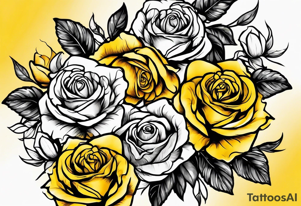 crown of yellow roses tattoo idea