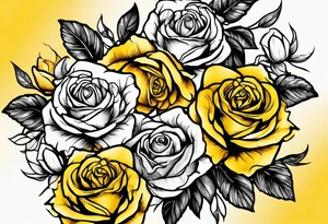 crown of yellow roses tattoo idea