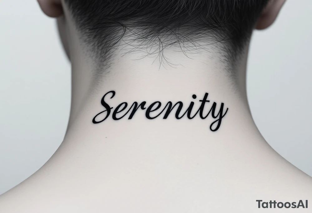 Serenity vertically on neck tattoo idea