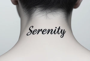 Serenity vertically on neck tattoo idea
