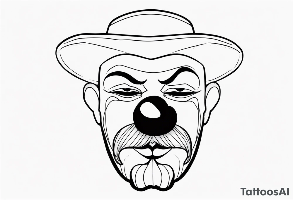 Sad clown with patchy beard tattoo idea