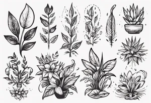 Words “Plant Power” with plants tattoo idea