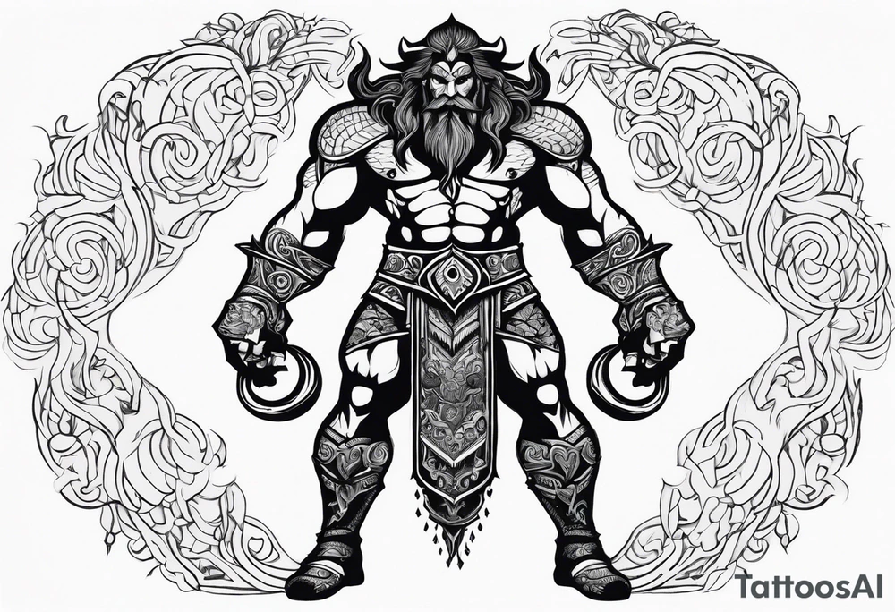 full body strong mythical giant with one eye tattoo idea