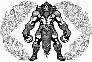 full body strong mythical giant with one eye tattoo idea
