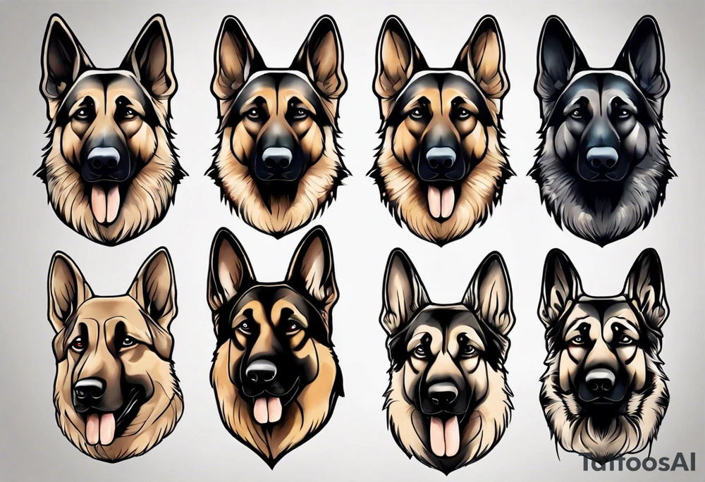German shepherd portrait tattoo idea