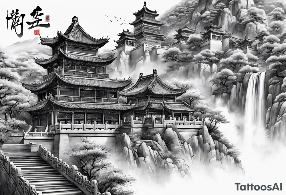 Chinese wall, realistic,chinese art tattoo idea