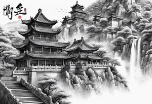 Chinese wall, realistic,chinese art tattoo idea
