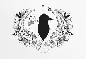 Semicolon with two birds and theatre masks tattoo idea