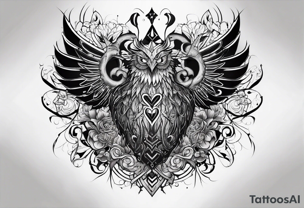 Ctulhu protecting heart. Long tattoo for sleeve. tattoo idea