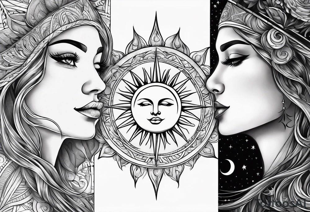 sun and the moon, the overlap
the sun has a woman face and the moon a man face tattoo idea