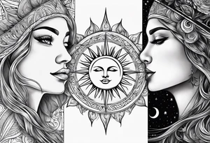 sun and the moon, the overlap
the sun has a woman face and the moon a man face tattoo idea