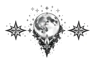 1x10^23 surrounded by cascade of stars and moon tattoo idea