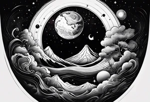 Large black hole swallowing earth. as Earth is swallowed space and time is stretched and deformed tattoo idea