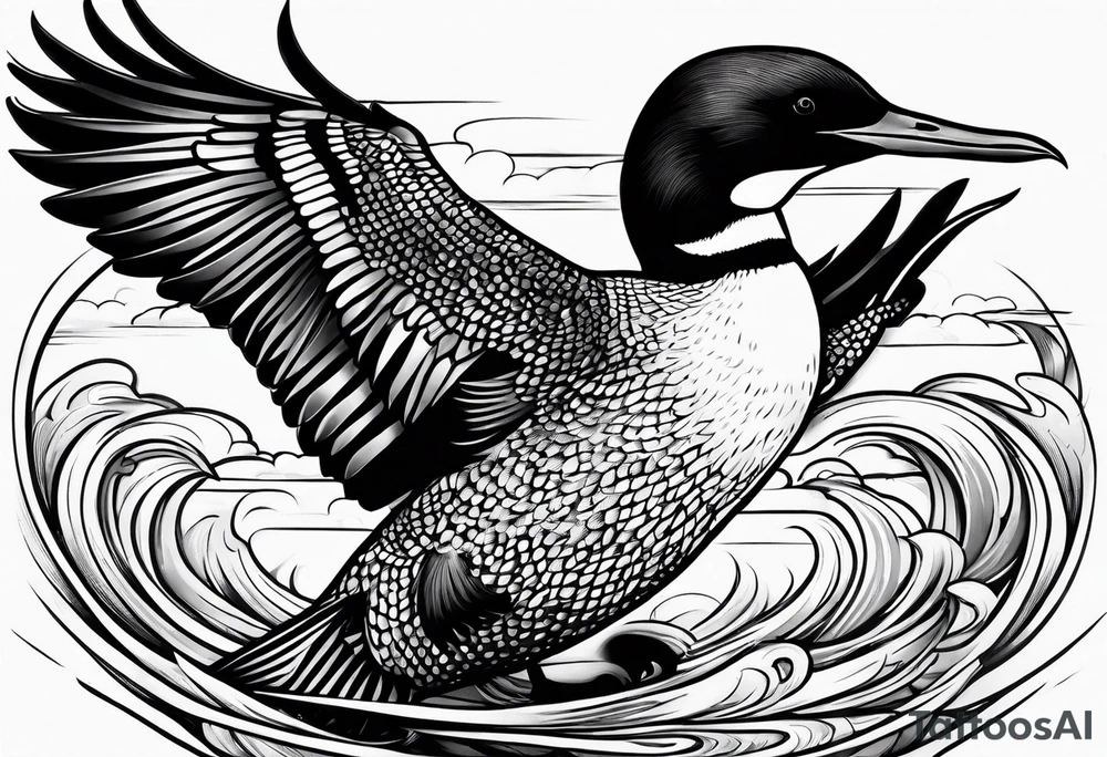 Loon flying tattoo idea