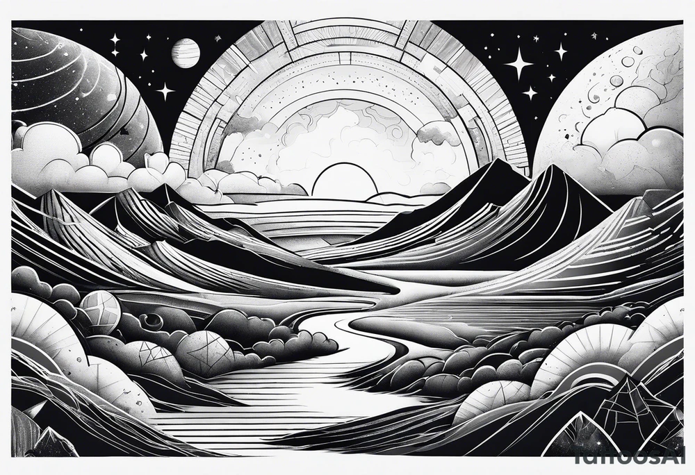 planetary landscape tattoo idea