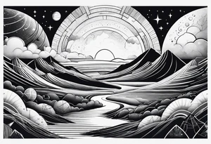 planetary landscape tattoo idea