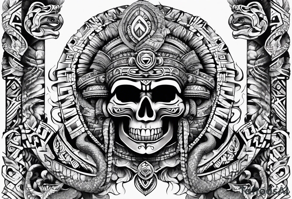 aztec snake sleeve tattoo idea