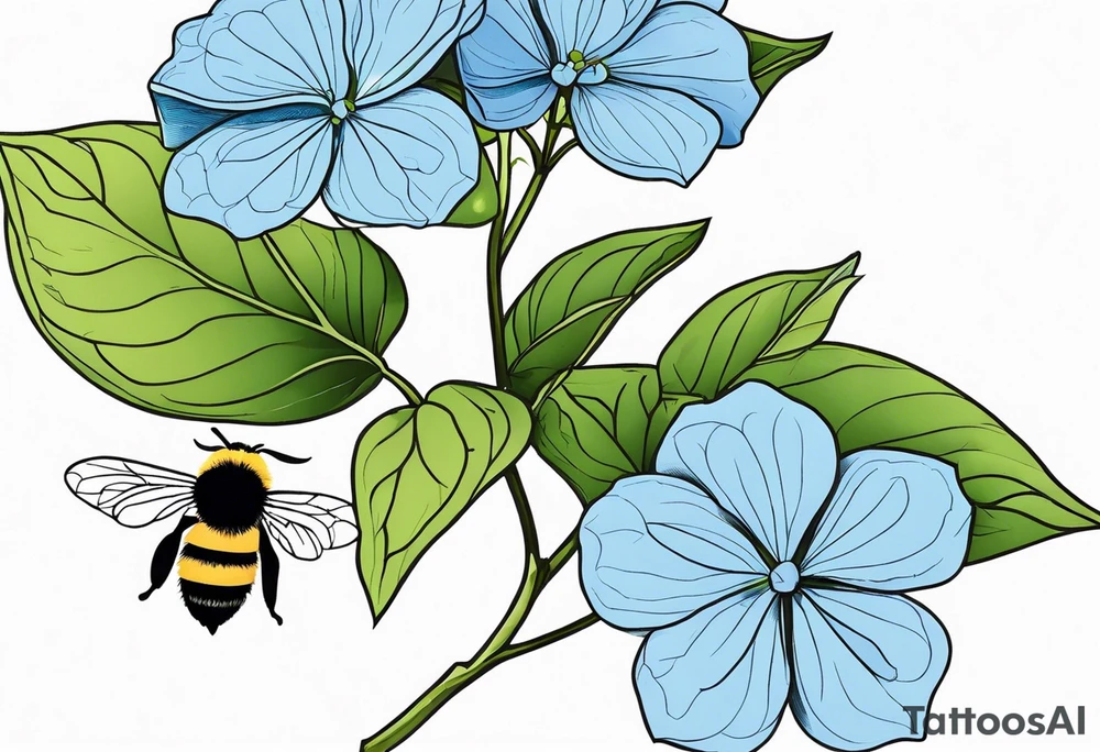Hydrangea flower with a small bee tattoo idea