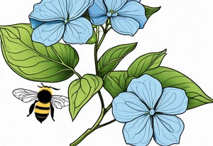 Hydrangea flower with a small bee tattoo idea