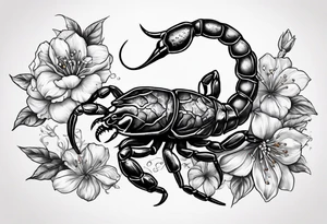 deadly scorpion with flowers of doom tattoo idea