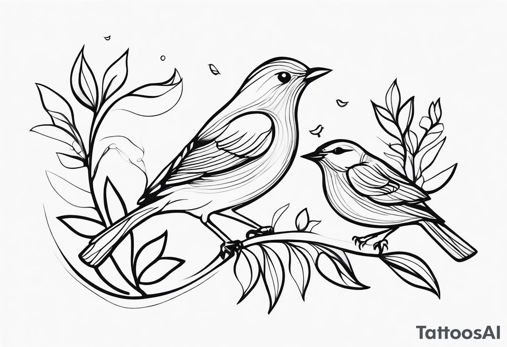 unique small feminine minimalist leaftattoo with birds tattoo idea