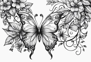 vines of leaf and butterfly tattoo wrap around tattoo idea