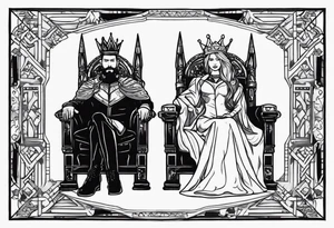 king and queen on thrones tattoo idea