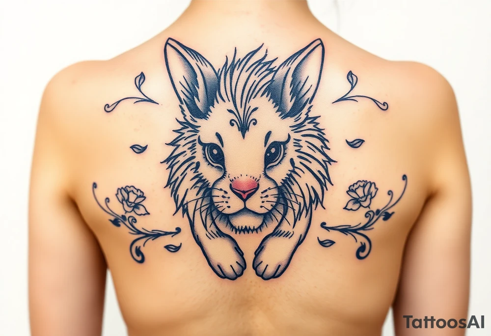 a cute little lion mane bunny rabbit tattoo idea