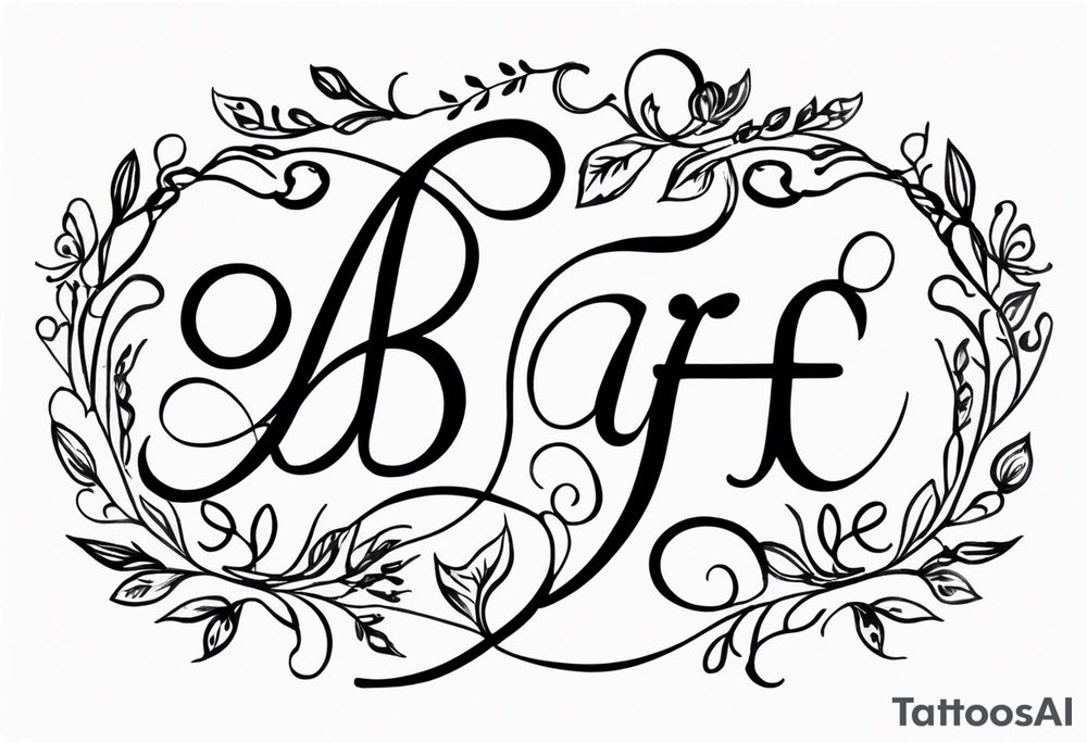 Delicate cursive combining the initials bjf & arf tattoo idea Delicate cursive combining the initials bjf & arf tattoo idea