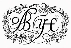 Delicate cursive combining the initials bjf & arf tattoo idea