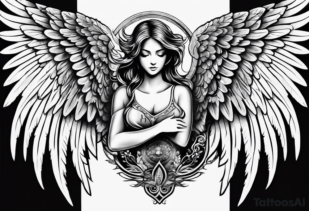 Angel Wings with the word Glenn in between tattoo idea