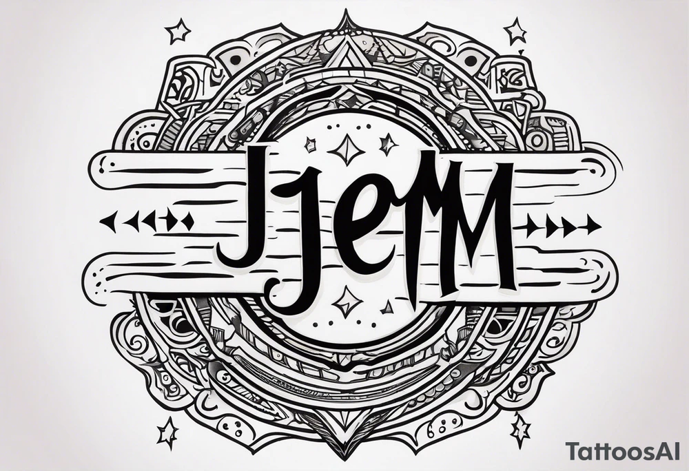 A tattoo with just text that reads JEM tattoo idea