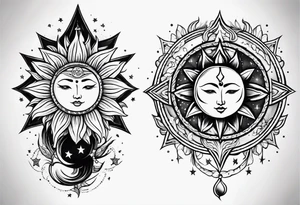 Sun moon and stars tattoo idea