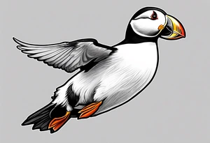 a flying puffin without background (only black and white)
 - forarm Tattoo tattoo idea
