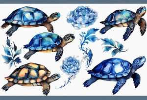 a turtle covered in blue fur tattoo idea