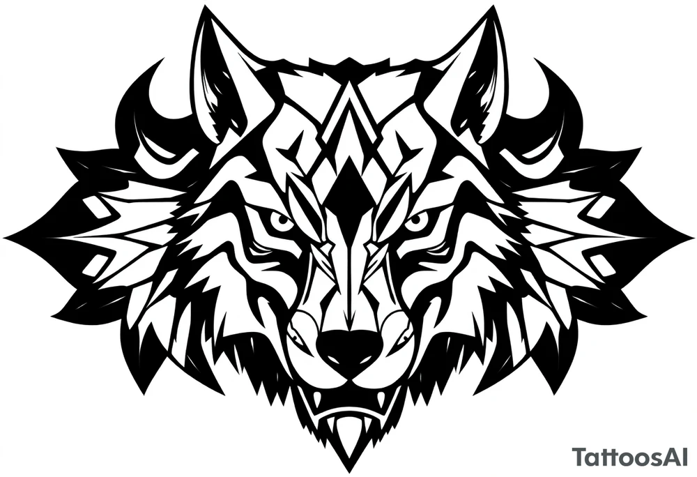 Geometric wolfface tattoo idea