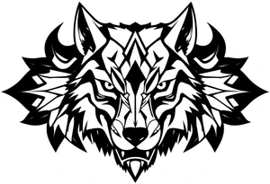 Geometric wolfface tattoo idea