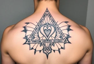 A triangle with a heart over the middle of the center with a tna tattoo idea