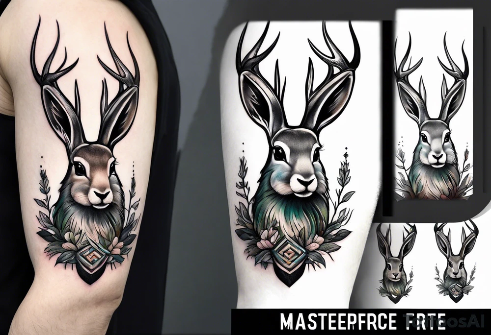 jackelope  mountain forest tattoo idea